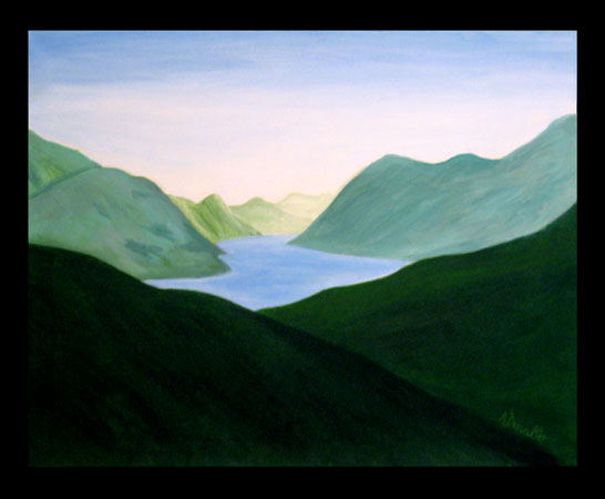 Lugano Acrylic on Canvas, 30 x 24 in. For Sale