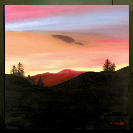 Sierra Sunset Oil on Canvas, 24 x 24 in. For Sale