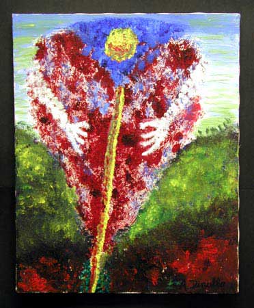Heartflower Acrylic on Canvas, 16 x 20 in. For Sale